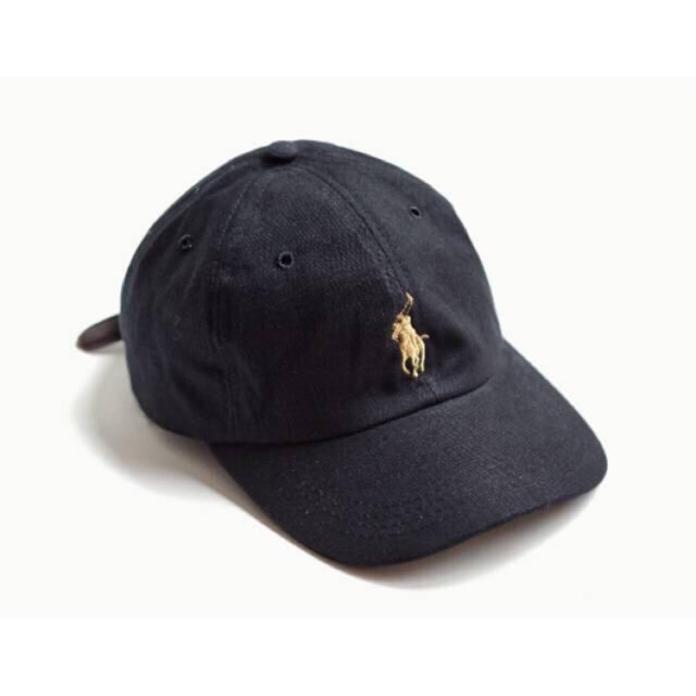 black and gold polo hat