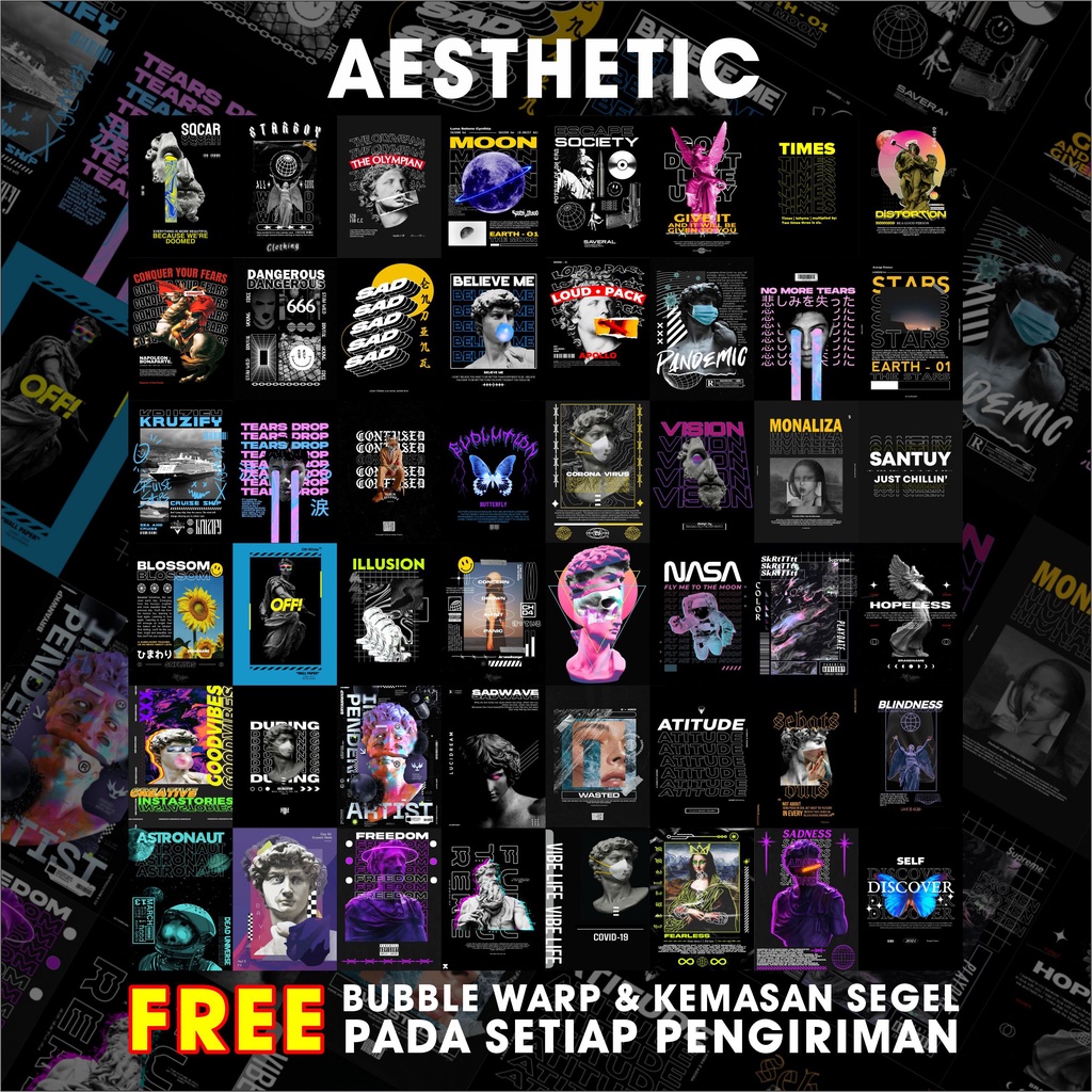 ( 48 PCS ) Poster Dinding Aesthetic Bundle Aesthetic | Dekorasi kamar aesthetic