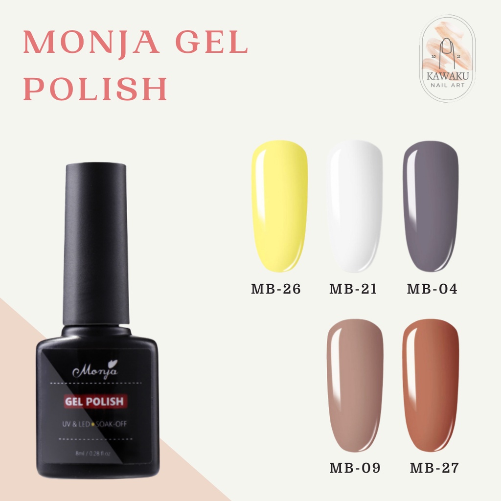 Monja 8 ML 30 Colors Plastic Bottle Pure Color UV LED Nail Gel Polish