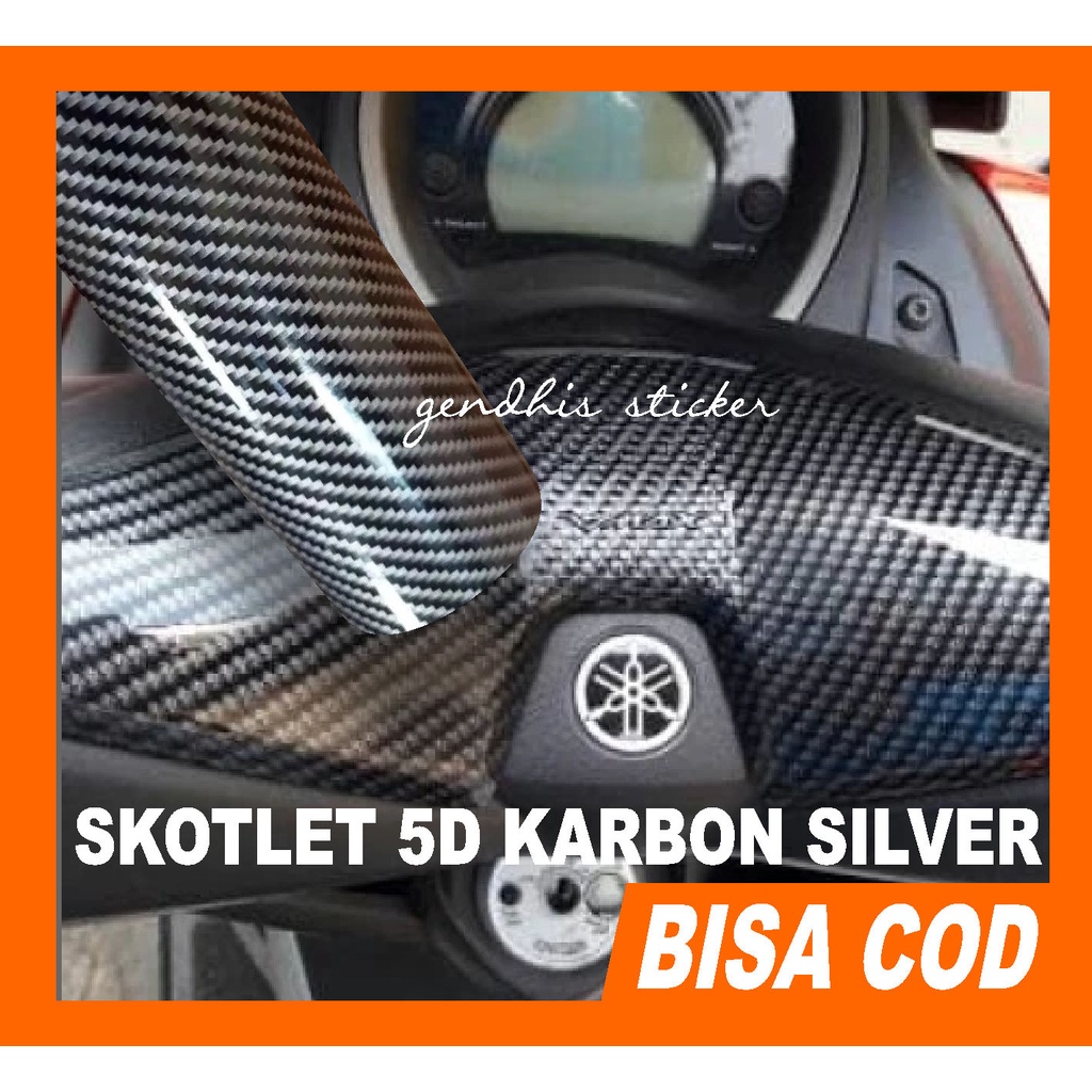 Stiker Skotlet Karbon Kevlar hitam silver