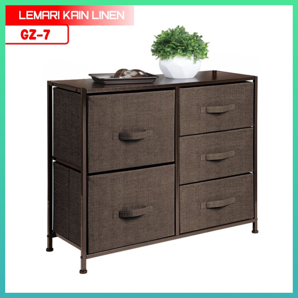 Lemari Linen Portable 2 susun 5 Laci Lemari TV Serbaguna Lemari Linen Minimalis Premium GZ-7 Worldhome66