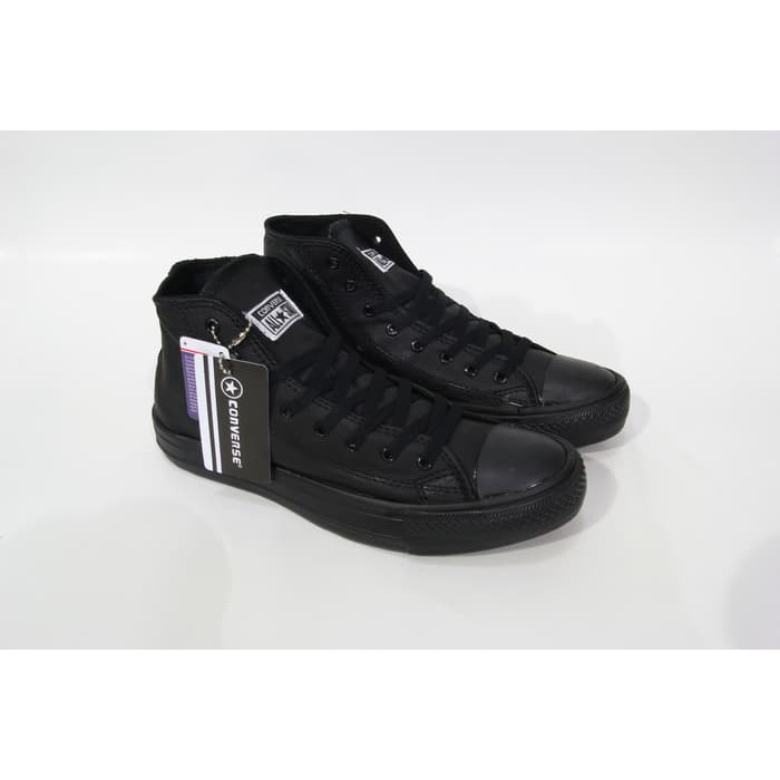 Sepatu Converse All Star Full Black Leather Edition - Hitam 36
