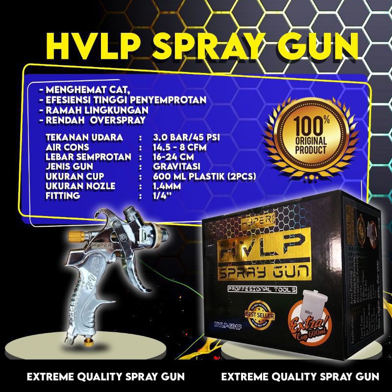 spray gun hvlp semprotan angin cat tabung atas 600cc hvlp hyper