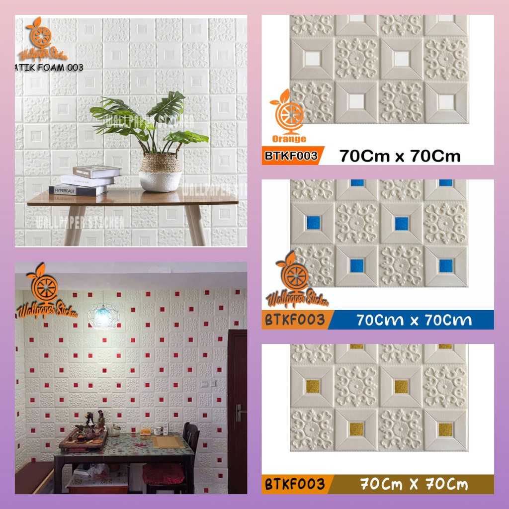 Wallpaper 3D Foam Stiker Emboss Peredam Udaradan Plafon Wallpaper Foam Batik Foam Dinding 3D Aesthetic