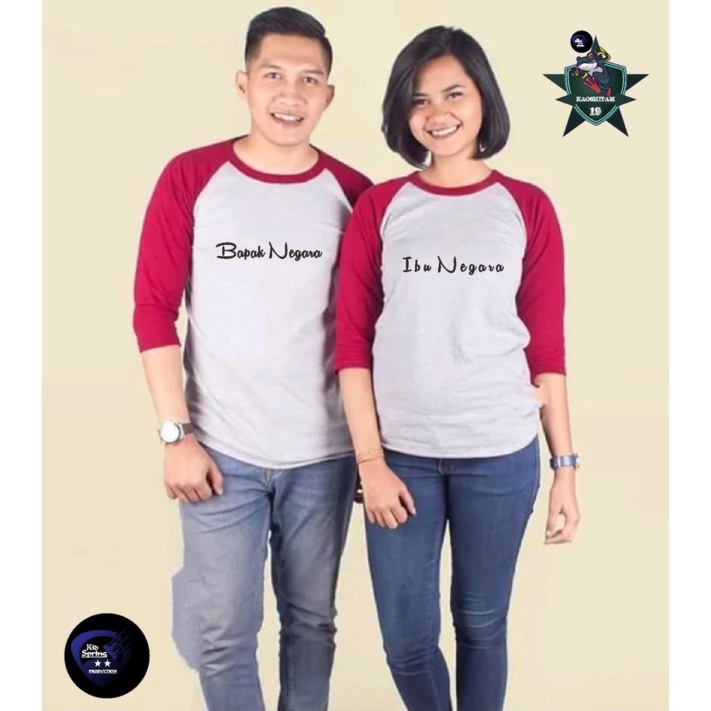 Kaos [PAKET COUPEL] HARGA SUDAH DAPAT 2pcs reglan couple lengan 3/4 BISA COD Bapak Ibu Negara baju p