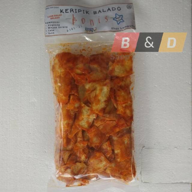 

BONIS. Keripik Singkong Balado Pedas Luar Dalam Netto 500 Gram.