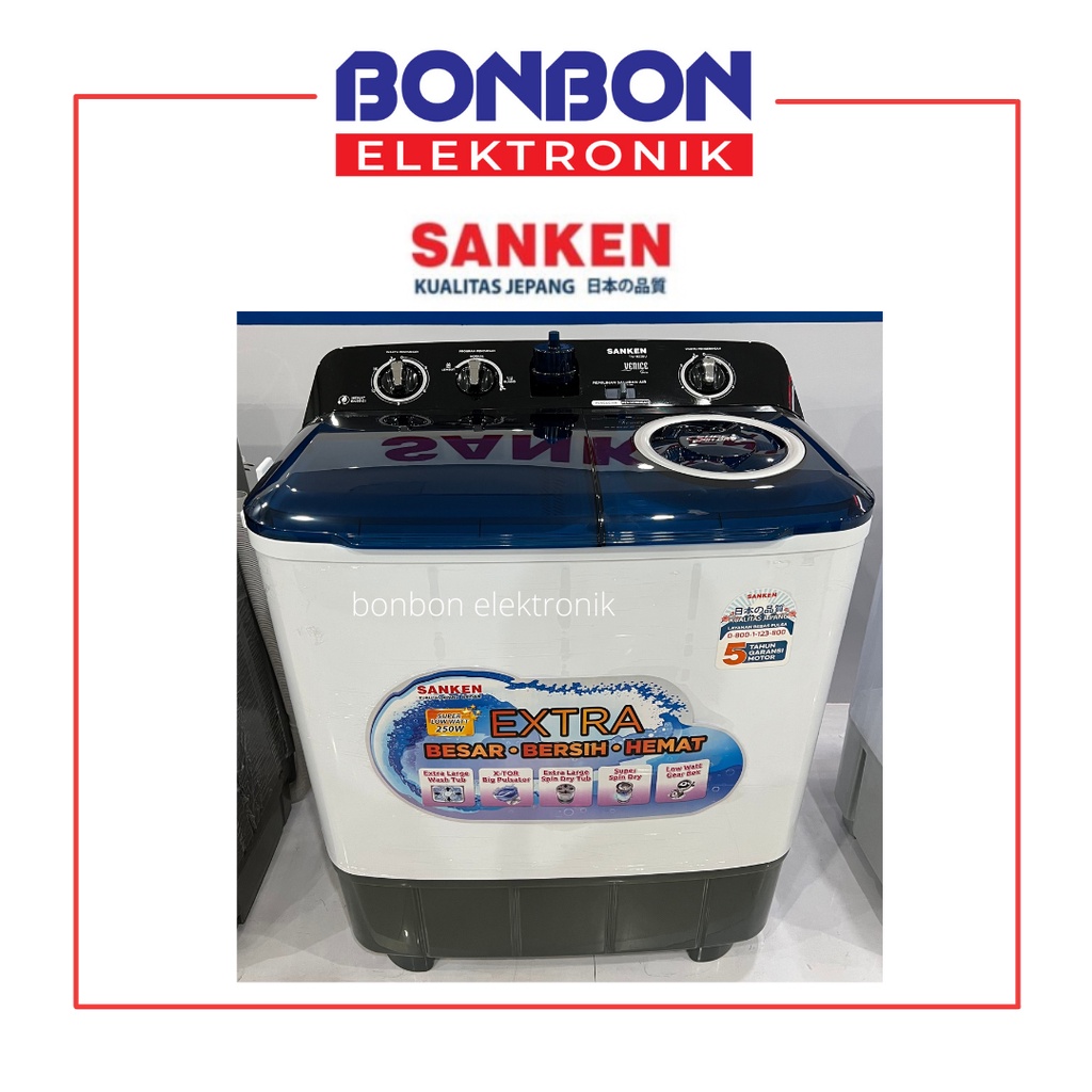 Sanken Mesin Cuci 2 Tabung 8.5KG TW-933BU / TW933BU / TW 933 BU