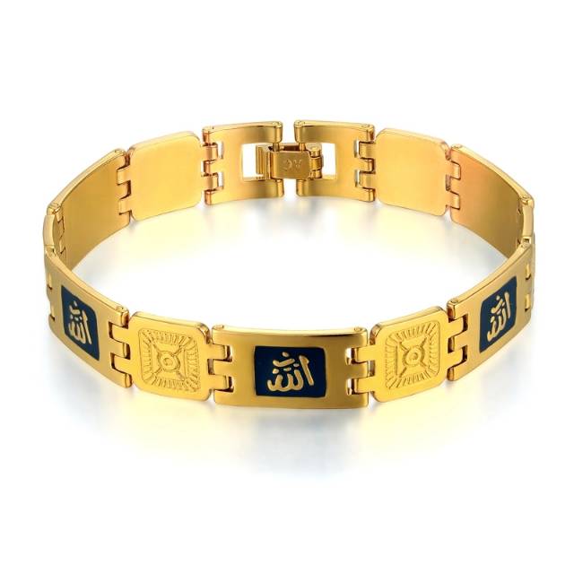 GELANG TANGAN PRIA WANITA MUSLIM TITANIUM lapis EMAS 18K ORIGINAL IMPORT ANTI KARAT