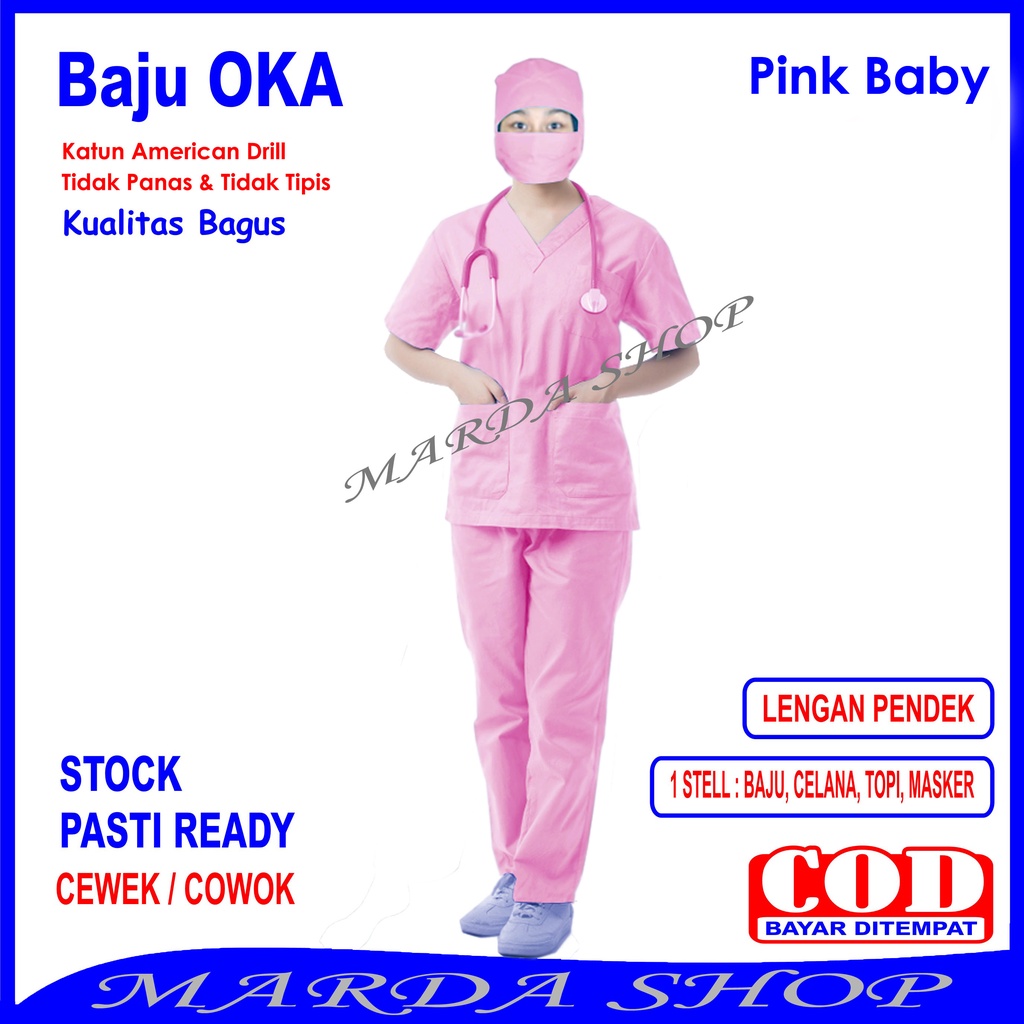 Baju OKA/Baju Perawat, Pria Wanita Lengan Pendek