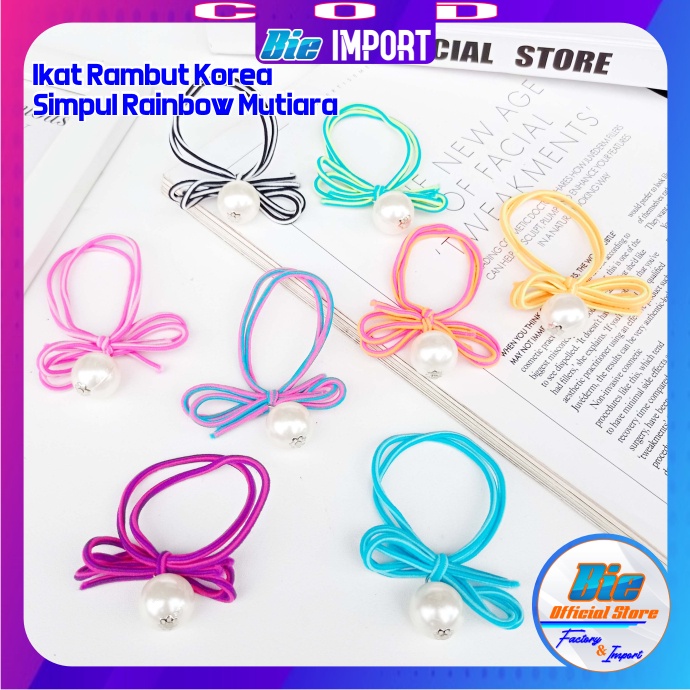 Ikat Rambut Korea Tali Simpul Rainbow Perl Impor Best Seller