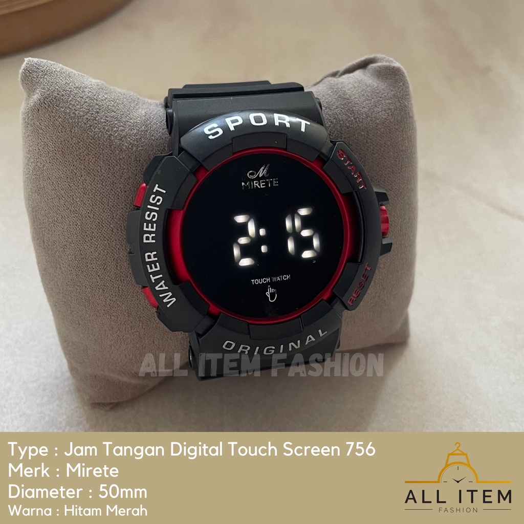 COD✅ Jam Tangan Digital Touch Screen Mirete 756 / Sport Watch / Jam Fashion / Jam Modern Layar Sentuh / Tanggal Bulan Tahun