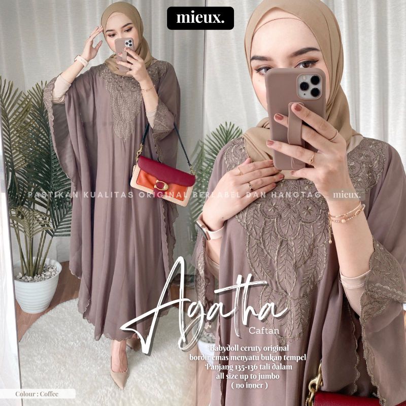 AGATHA KAFTAN kaftan bordir original mieux isyana mieux kaftan kondangan kaftan lebaran