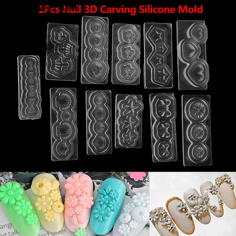 [FULL] 1Pcs 3D Nail Art Silicone Mold Stamper Carving DIY Template Manicure Decoration