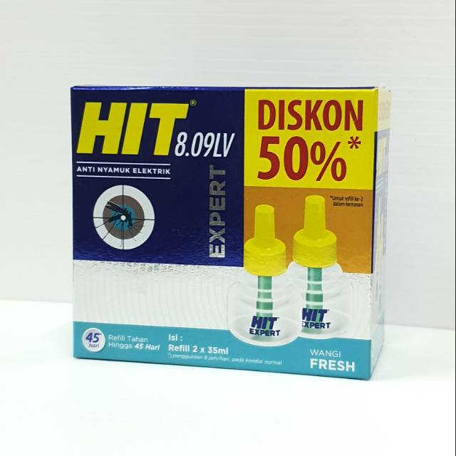 HIT Nonstop Expert Refill Liquid Anti Nyamuk wangi Fresh ( isi 2 x 35 ml )