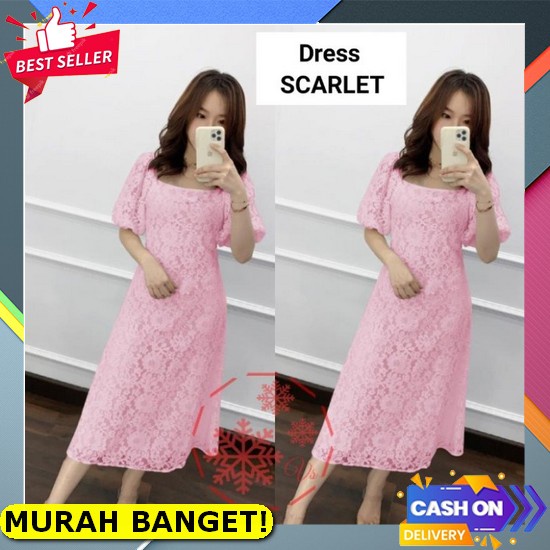 Tc777 Sejong Dress Korean Vintage Casual Midi Plisket Flare Hijab Friendly Dress Scarlet Xl Baby Pin