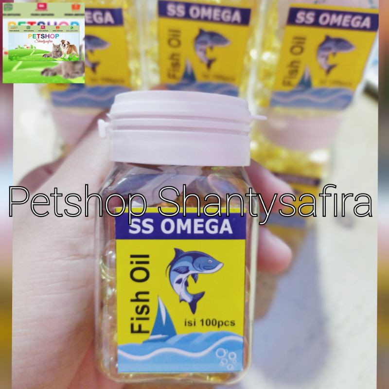 MINYAK IKAN UNTUK KUCING ANJING SUPLEMEN VITAMIN ISI 100 BUTIR SS OMEGA FISH OIL