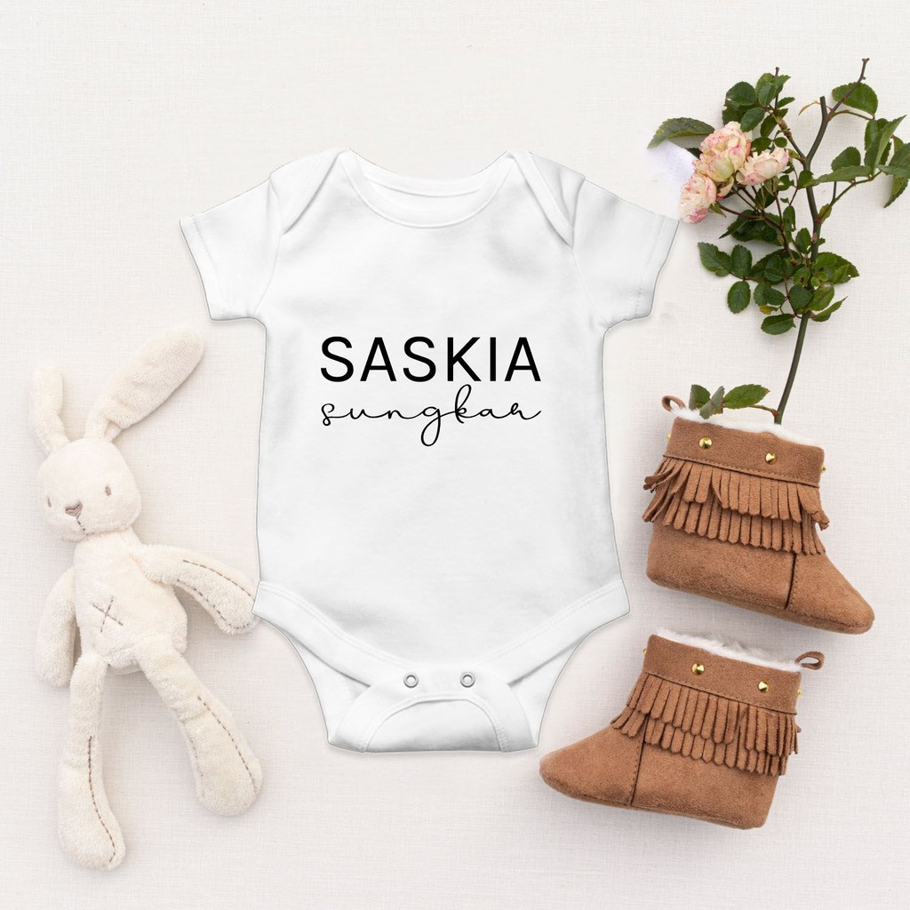 Jumper Baju Bayi Custom Nama Sendiri Newborn dan Tulisan Lucu