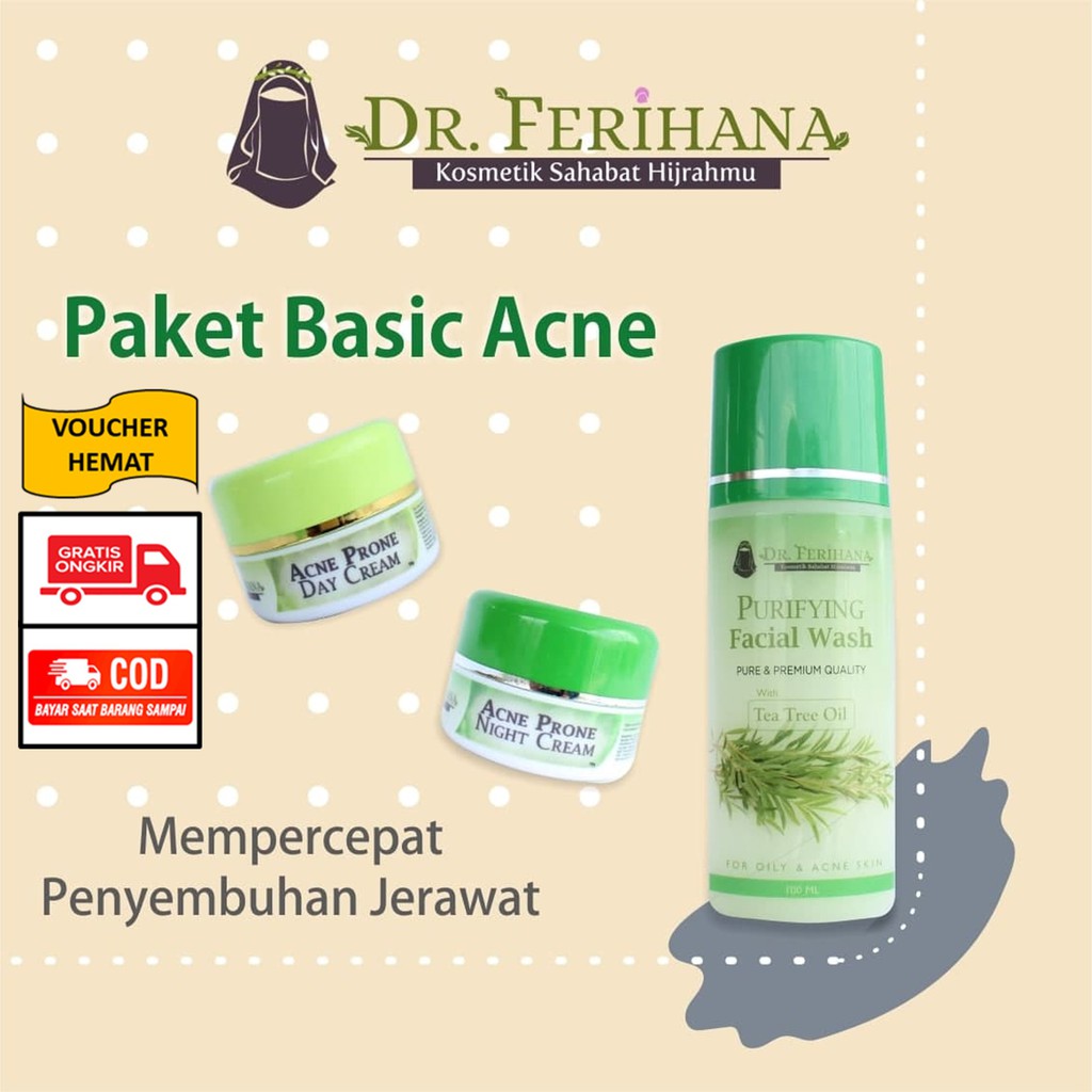PAKET BASIC ACNE/KRIM JERAWAT/DR.FERIHANA/SKINCARE HALAL/AMAN BUMIL DAN BUSUI/BPOM