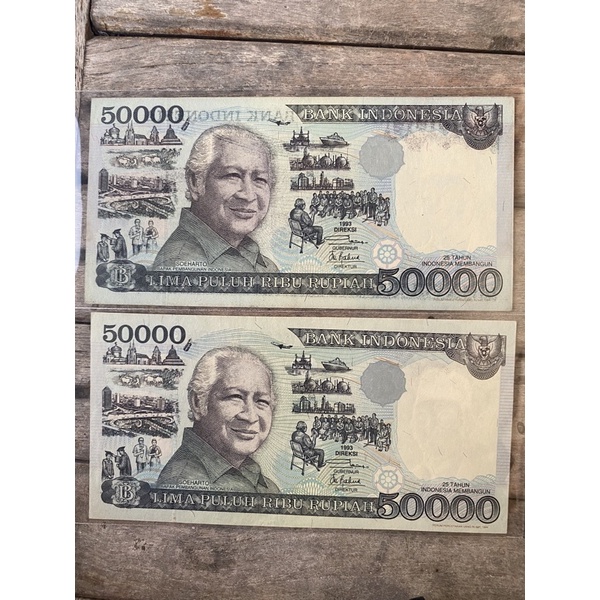 uang kertas kuno 50000 rupiah soeharto UNC 1993/1994
