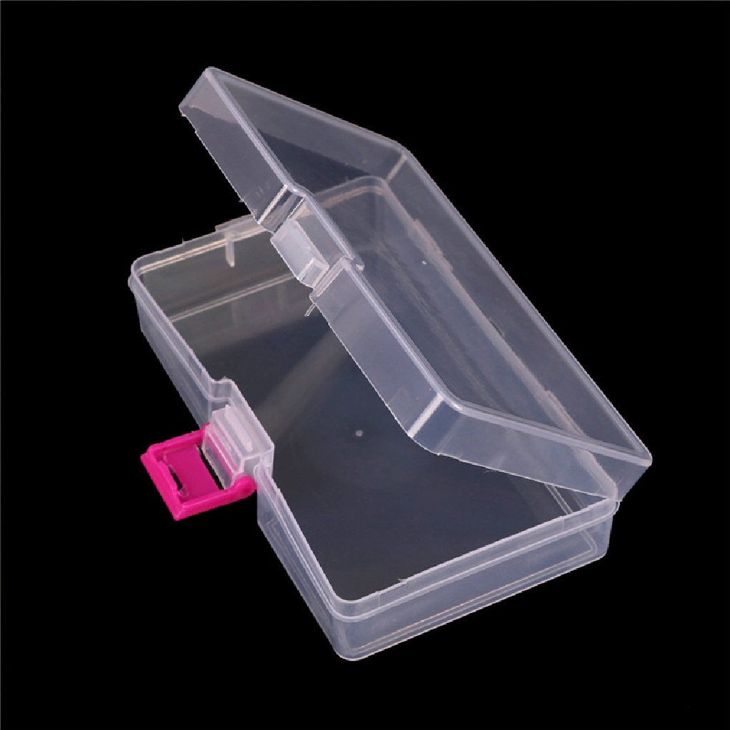 (lightoverflow2) Kotak Penyimpanan / Organizer Perhiasan / Craft Bahan Plastik Bening Dengan Gesper Pink