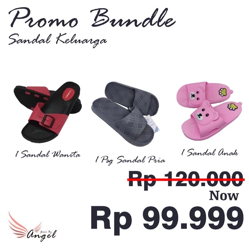 Hampers Lebaran sandal wanita + sandal pria + sandal anak perempuan promo bundle lebaran lebih murah