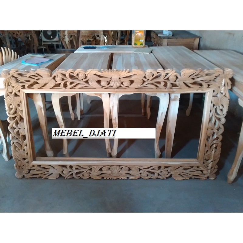 cermin dinding persegi panjang jati