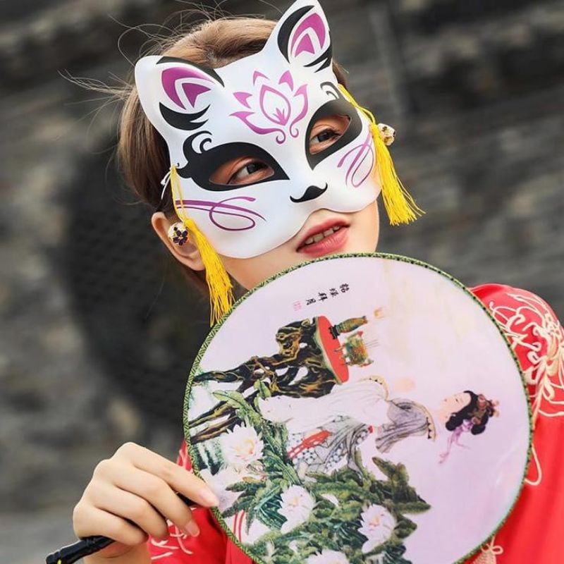 TOPENG KUCING COSPLAY KITSUNE FOX BUNKASAI JAPANESE FESTIVAL MASK COSPLAY