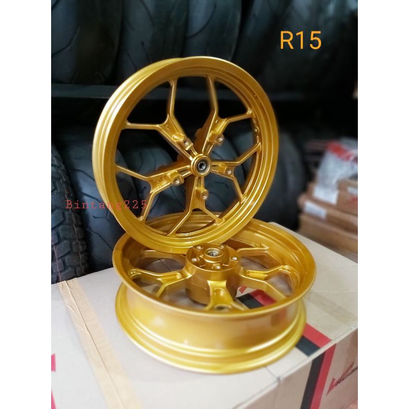 paket Velg R15 V3 velg R15 VVA Vixion R MT15 tapak lebar triple disk GOLD Candy