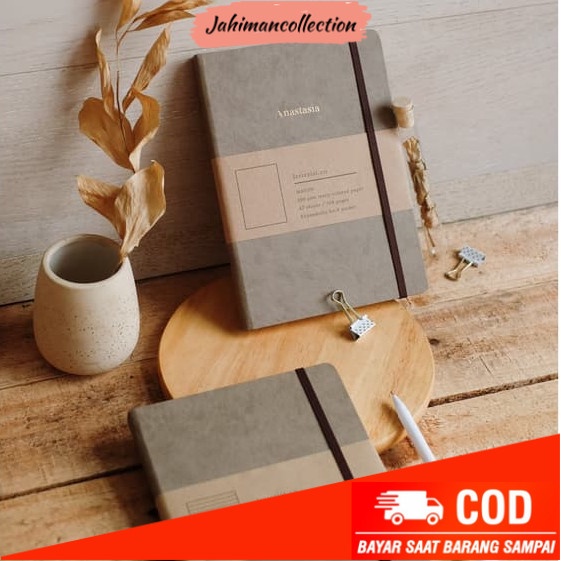 

✨ BISA COD ✨ Mason Notebook Taupe Brown + custom nama / Buku Catatan Hadiah Unik - Line, Tanpa nama