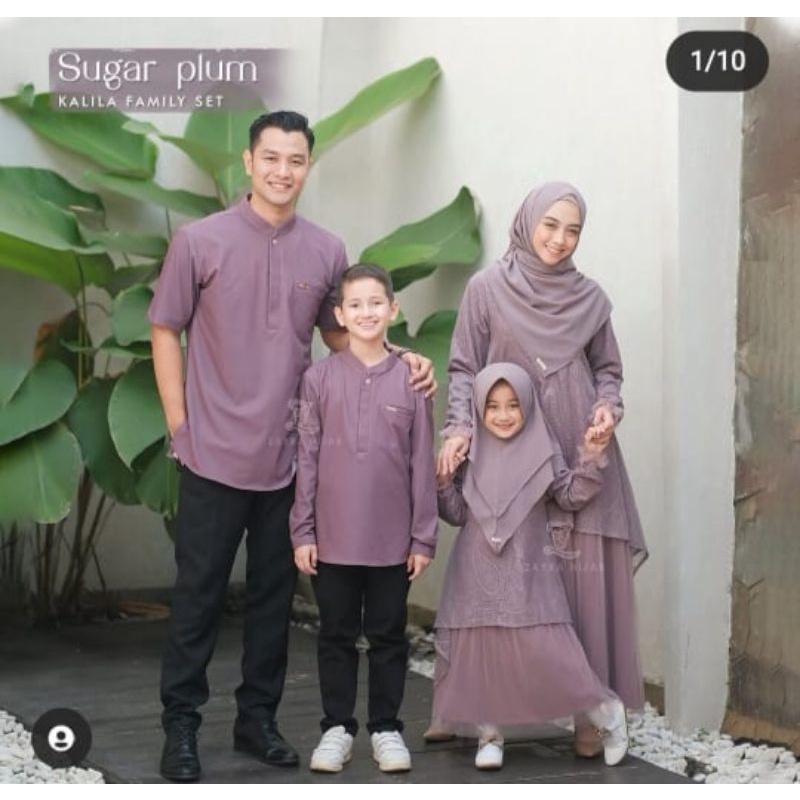 Kalila Family Set by Zayra Hijab - Koko dewasa, size xxl lengan panjang - Warna sugar plum