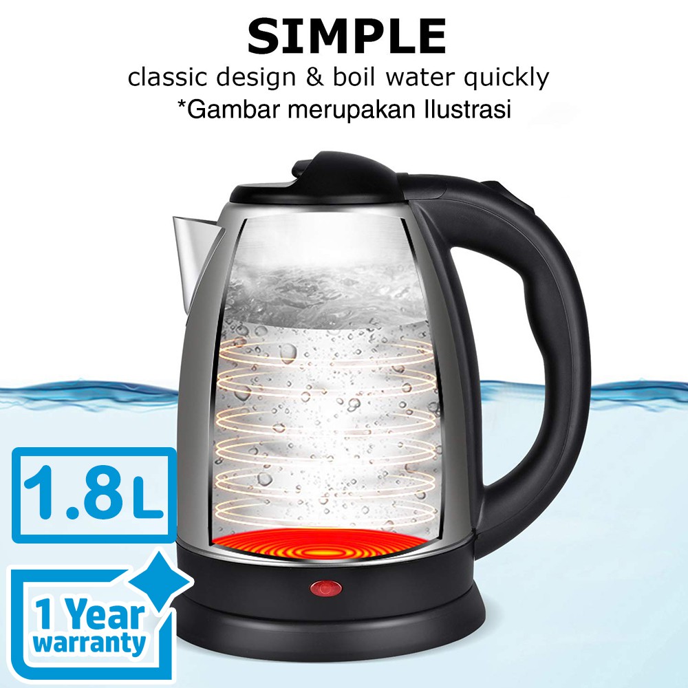 ELECTRIC KETTLE 1.8 LITER TEKO PEMANAS - PEMANAS AIR LISTRIK Praktis