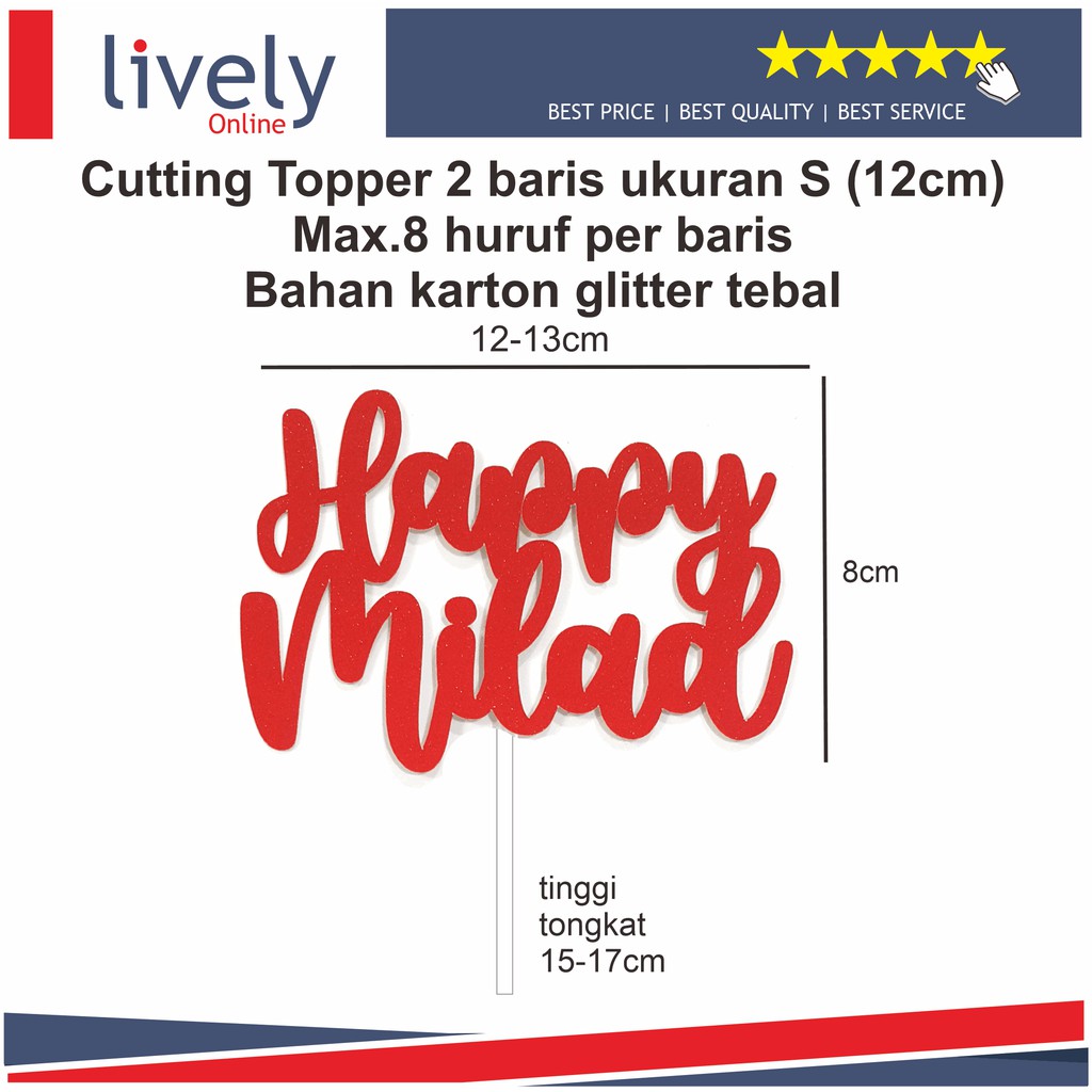 CUSTOM NAMA CAKE TOPPER CUTTING HIASAN KUE ULANG TAHUN HAPPY BIRTHDAY 2 BARIS