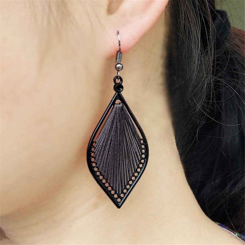 R-flower 1pasang Daun Anting Fashion Boho Ear Stud Menjuntai Eardrop Vintage Stud Earrings