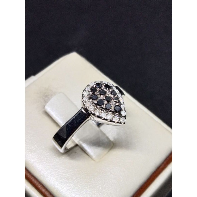 cincin wanita ikat perak .berlian hitam(fre memo)