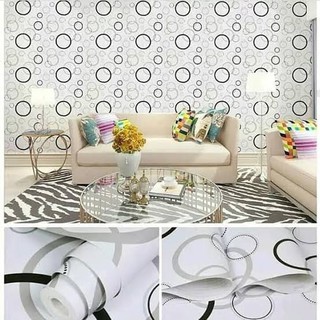 Wallpaper Sticker Tembok Rumah POLKADOT  HITAM PUTIH 