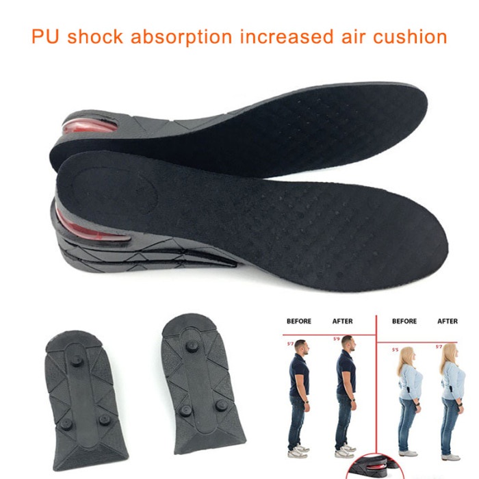 Sol dalam Sepatu PENINGGI BADAN Alat tambah tinggi badan bertambah instant tetap nyaman dengan Sistem Aliran Udara Invisible Height Increase Insole Cushion Height Lift Adjustable Cut Shoe Heel Insert Taller Support Absorbant Foot Pad