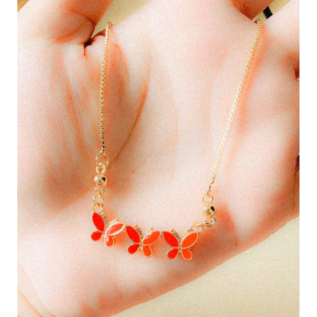 Kalung Anak Triple Red Butterfly Gold