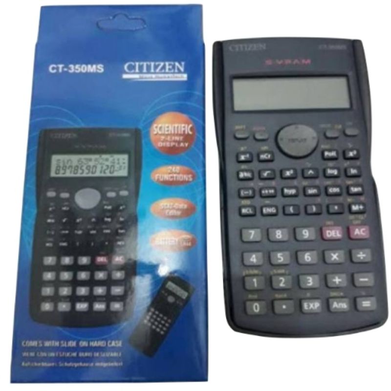 KALKULATOR scientific CITIZEN CT-350MS calculator ilmiah sekolah sin cos tan 2 line display pink biru hijau