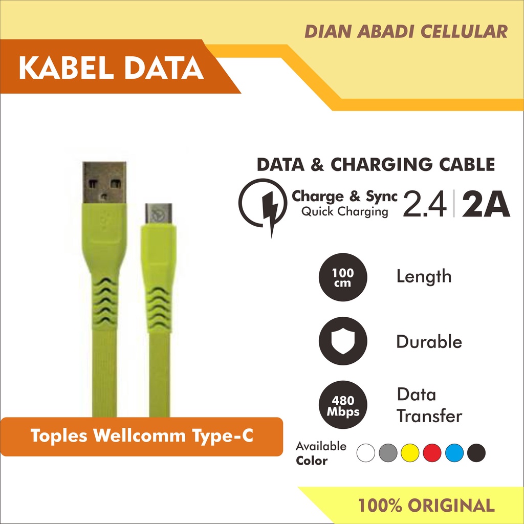 Kabel Data Type-C Wellcomm 1m Toples