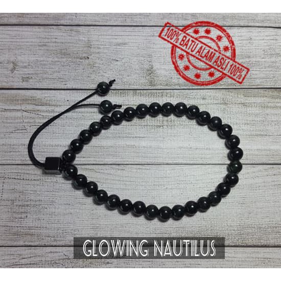 Best Quality Gelang Tasbih 33 Batu Asli Black Jade 6Mm