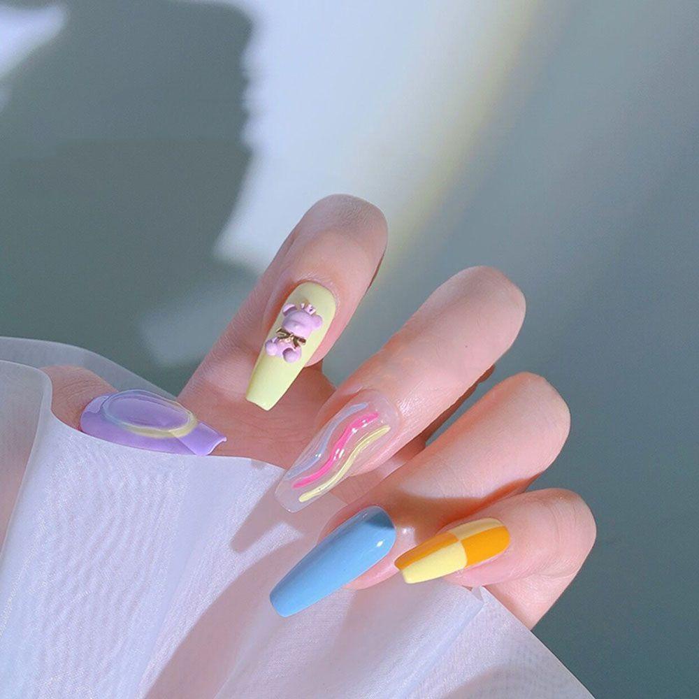 MXBEAUTY Hiasan Kuku Beruang DIY Fashion|Perhiasan Kuku Kartun Manikur Resin Warna