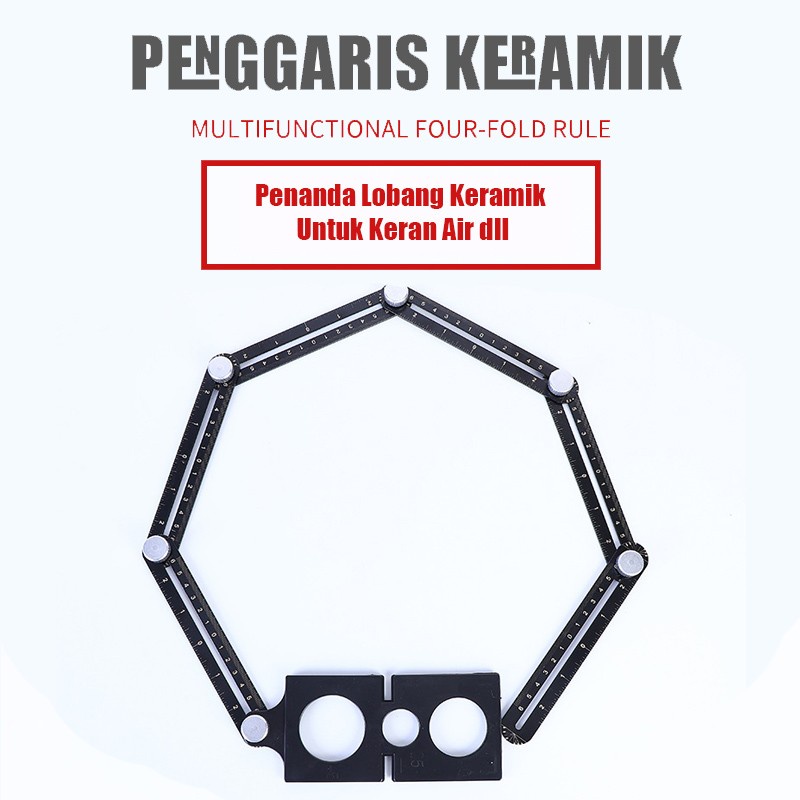 ORIGINAL Penggaris Keramik 6 SUDUT Lipat Pelubang Keramik Multifungsi