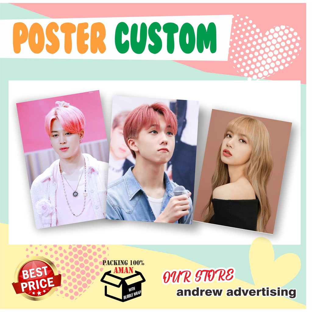 POSTER BEBAS CUSTOM A3 A4 A5 KPOP BTS EXO X1 NCT WANNA ONE TWICE SEVENTEEN RED VELVET