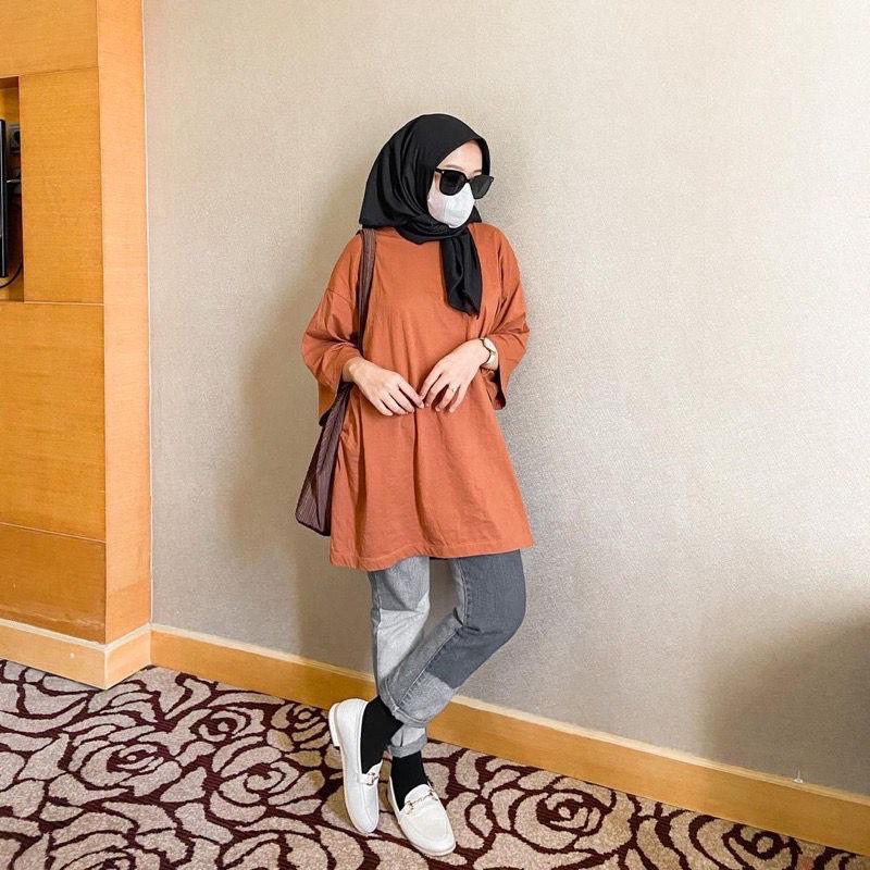 BEFAST -ZSO OOTD Blouse Wanita SAMIRA / MYZA OVERSIZE XXL SLIT BLOUSE / Atasan Lengan Panjang Wanita / Pakaian Blouse Oversize Wanita Remaja / Blouse Jumbo Polos / OOTD Remaja Wanita Kekinian / Blouse Casual / Terlaris