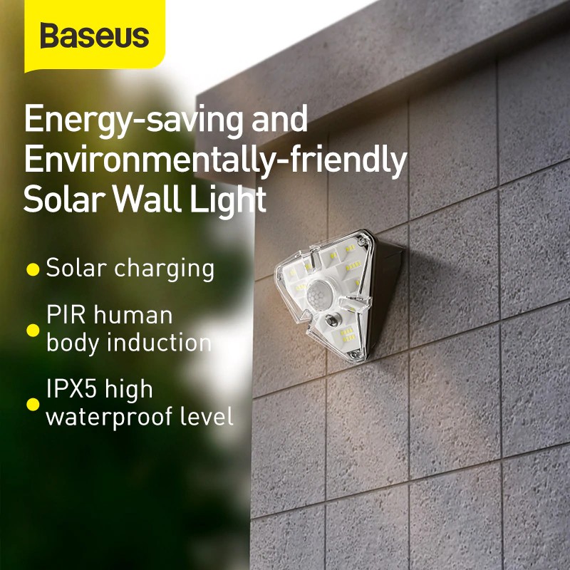 AKN88 - BASEUS DGNEN-A01 Lampu Outdoor LED Solar Sensor Gerak Waterproof IP65