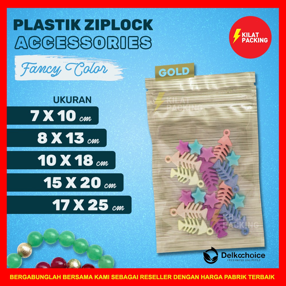 Plastik Klip Kombinasi AKSESORIS / SNACK / BUBUK - Lay Bag Zipper Ziplock VARIAN GOLD LINE SATUAN