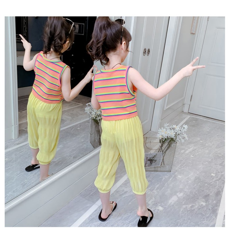 Promo !! Setelan baju anak cewek lucu LS setelan kenzie fashion wonderfull stripe import  uk 2-6thn