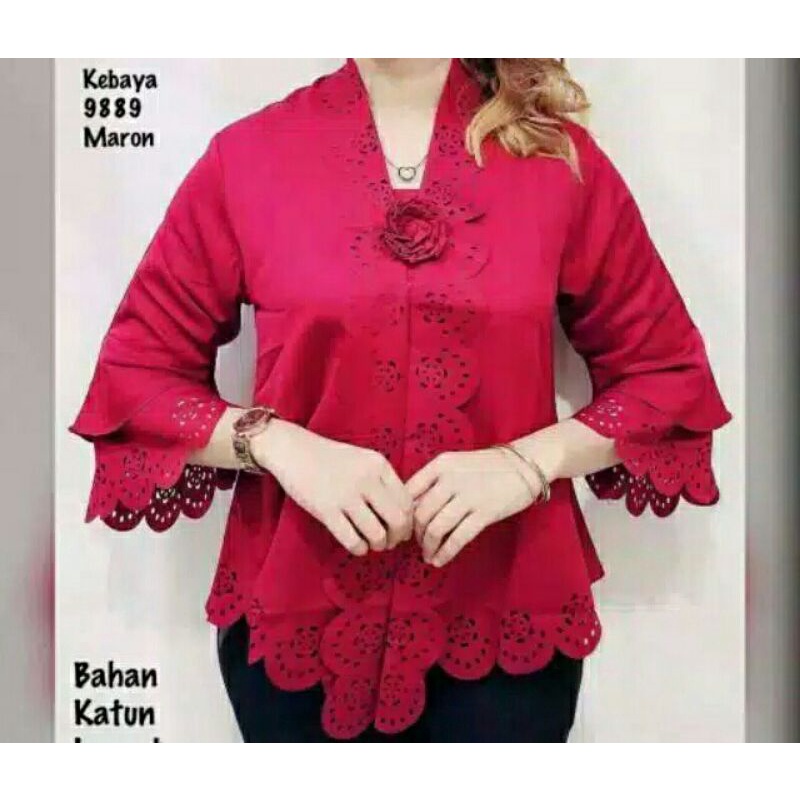Atasan Kebaya Encim Modern Laser Cut Tangan Terompet-3