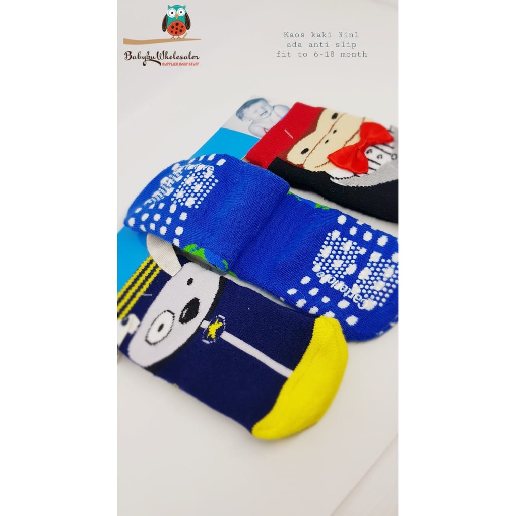 Kaos kaki bayi 3in1 animal anti slip / 3d sock animal for baby