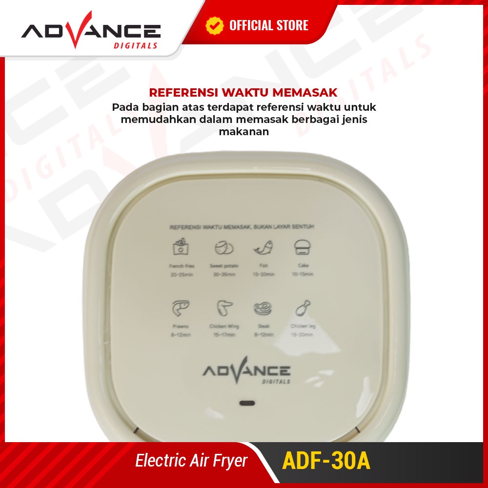 Advance Air Fryer ADF-30A Air Fryer Listrik Hemat Listrik Menggoreng Tanpa Minyak